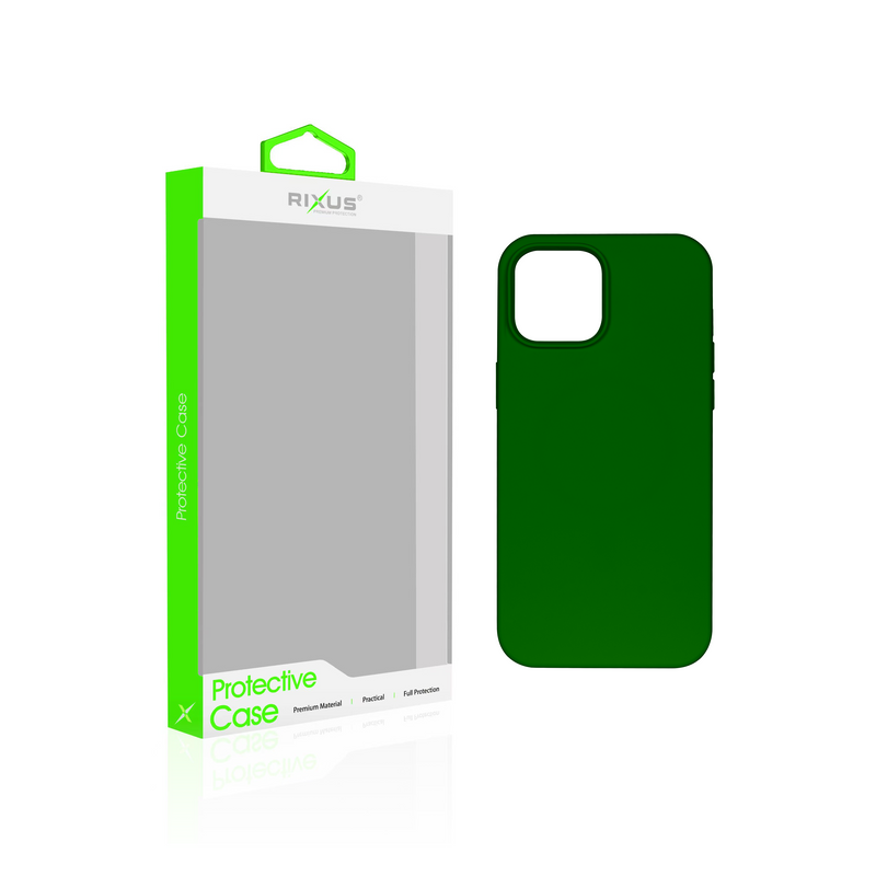 Rixus Para Funda TPU blanda para iPhone 14 con MagSafe Verde Oscuro