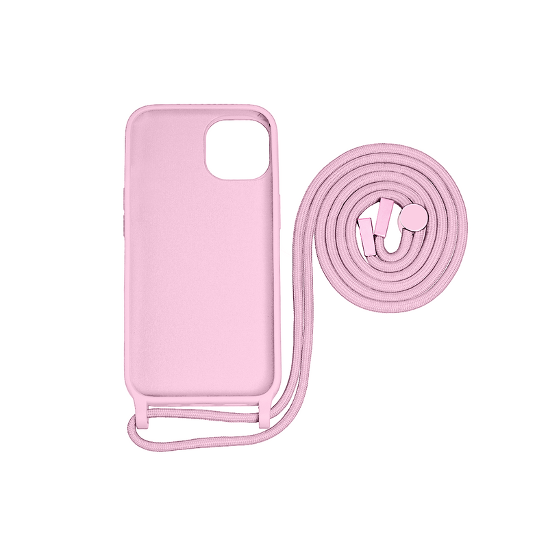 Rixus Pour iPhone 13 Pro TPU Necklace Cord Cover Rose