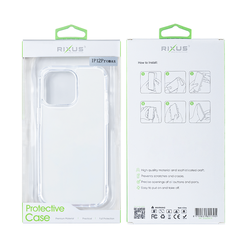 Rixus Para Funda Magnética Transparente iPhone 12 Pro Max