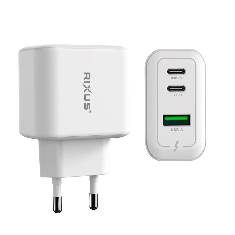 Rixus RXHC67 67W GaN Multi Port Power Adapter White