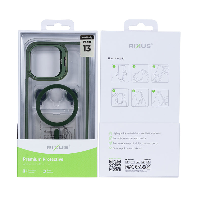 Rixus Classic 03 Case With MagSafe For iPhone 13 Dark Green