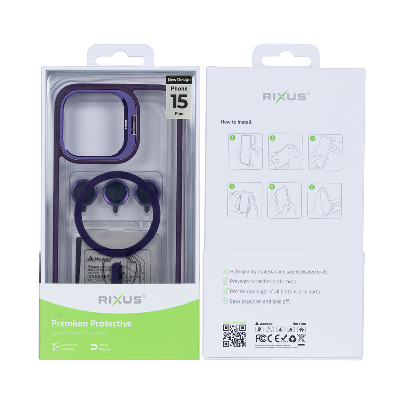 Rixus Classic 03 Case With MagSafe For iPhone 15 Plus Deep Purple