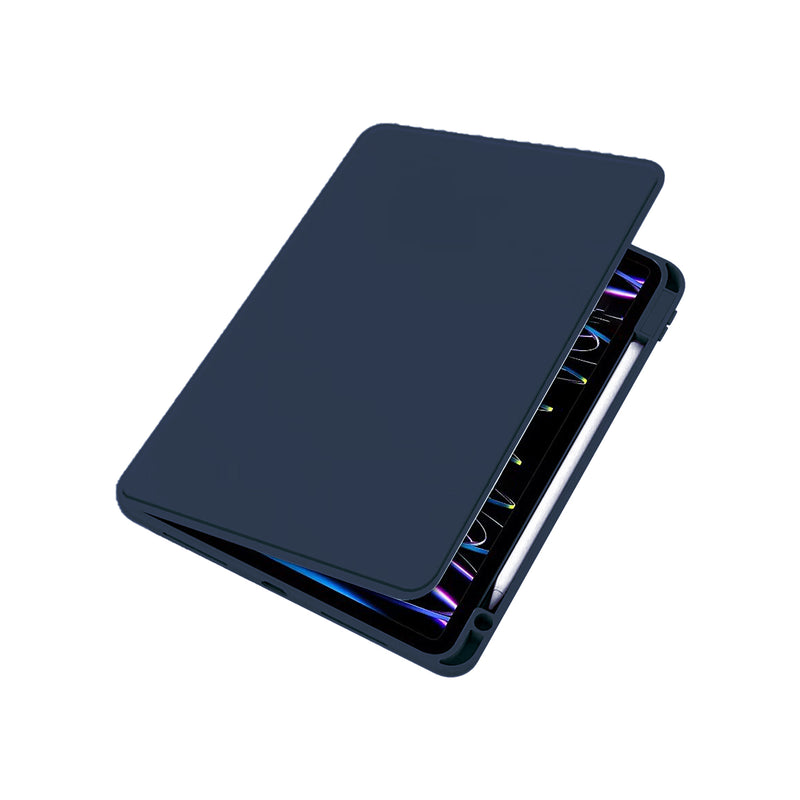 Para Funda protectora de cuero PU para iPad de 10,2", 10,5" azul oscuro