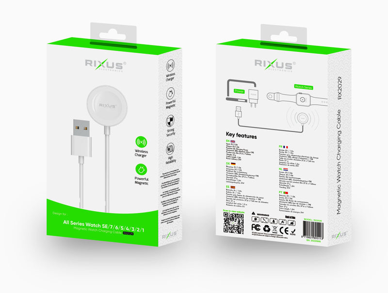 Rixus RX2029 Câble de recharge magnétique sans fil pour Apple Watch