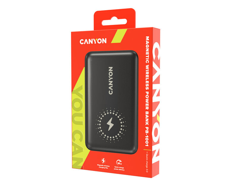 Canyon Magsafe Powerbank PB-1001 Wireless USB/USB-C 10.000 mAh Noir