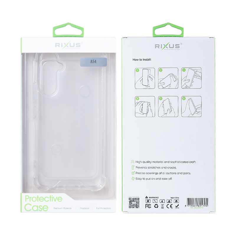 Rixus For Samsung Galaxy A54 Anti-Burst Case Transparent