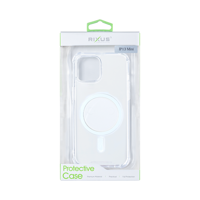 Rixus For iPhone 13 Mini Anti-Burst Case With Magsafe Transparent