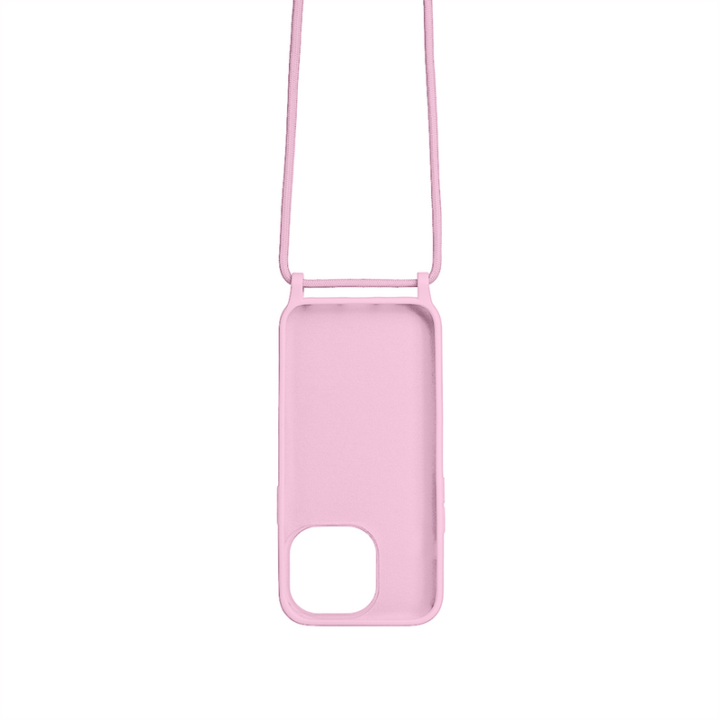 Rixus For iPhone 14 Plus TPU Necklace Cord Cover Pink