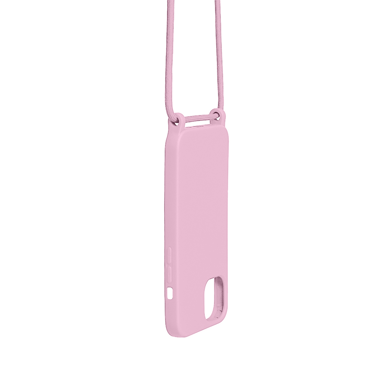 Rixus For iPhone 14 TPU Necklace Cord Cover Pink