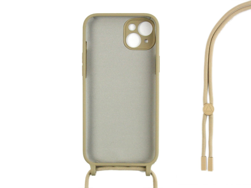 Rixus For iPhone 13 TPU Necklace Cord Cover Gold