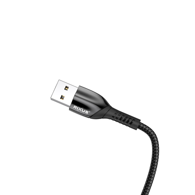 Rixus RXUC30AL Alloy USB To Lightning Data Cable 100CM Black