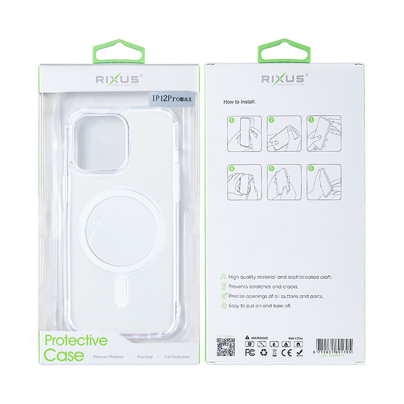 Rixus Para Funda Magnética Transparente iPhone 12 Pro Max