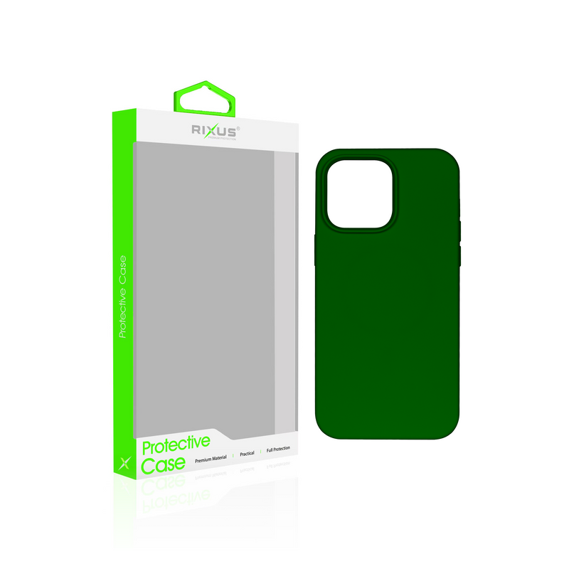 Rixus Para Funda de TPU suave para iPhone 15 Plus Verde Oscuro