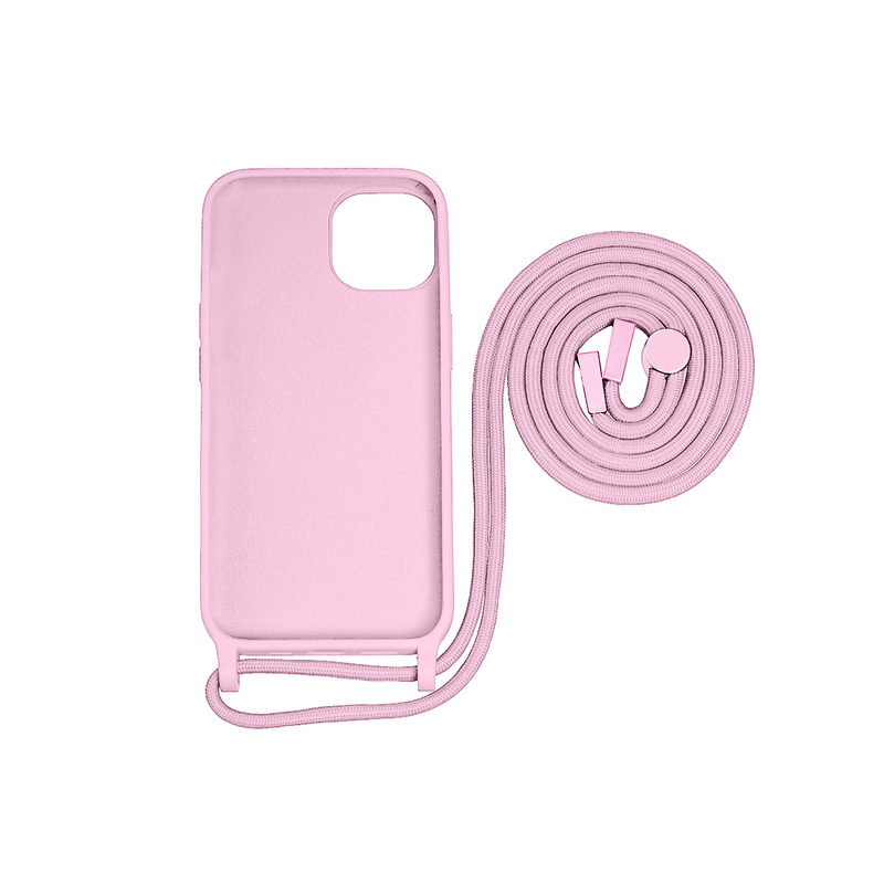 Rixus For iPhone 12 TPU Necklace Cord Cover Pink