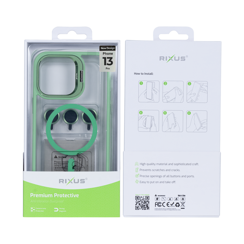 Rixus Classic 03 Case With MagSafe For iPhone 13 Pro Light Green