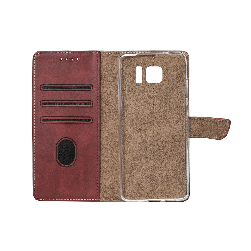 Rixus Bookcase For Samsung Galaxy S7 Edge G935F Dark Red