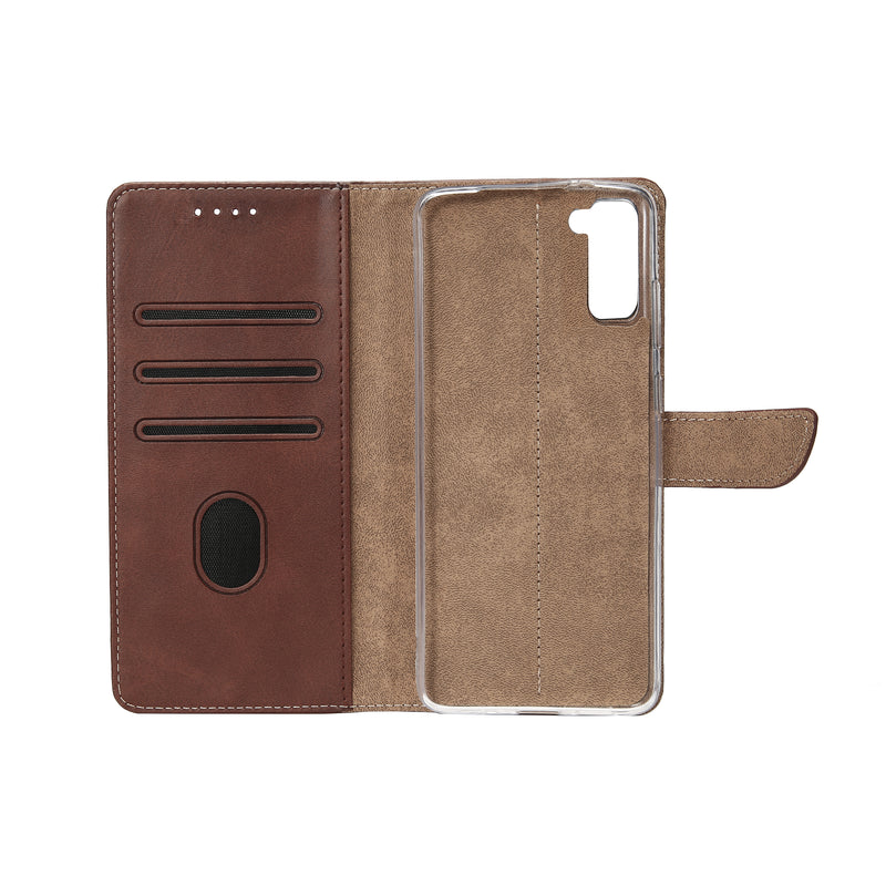 Rixus Bookcase For Samsung Galaxy S21 Plus G996B Brown