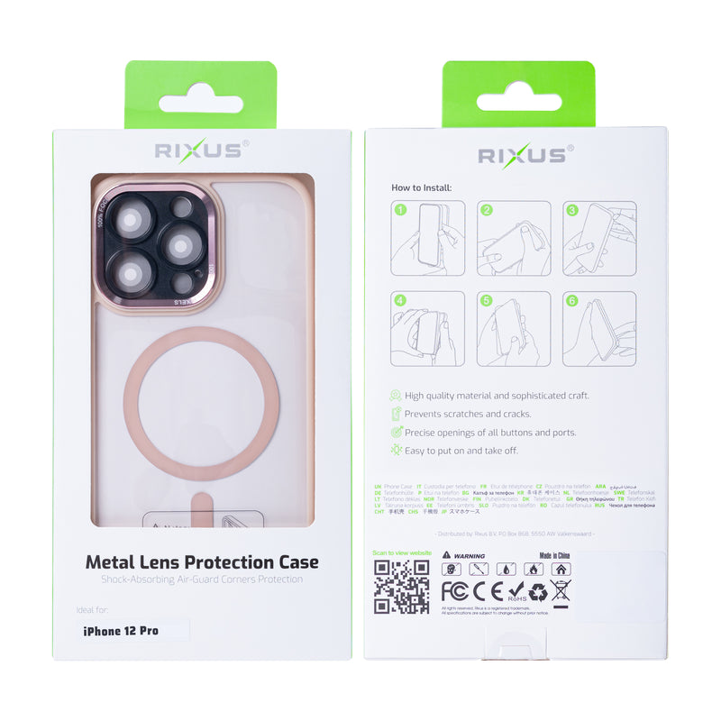 Rixus Classic 04 Case With MagSafe For iPhone 12 Pro Pink