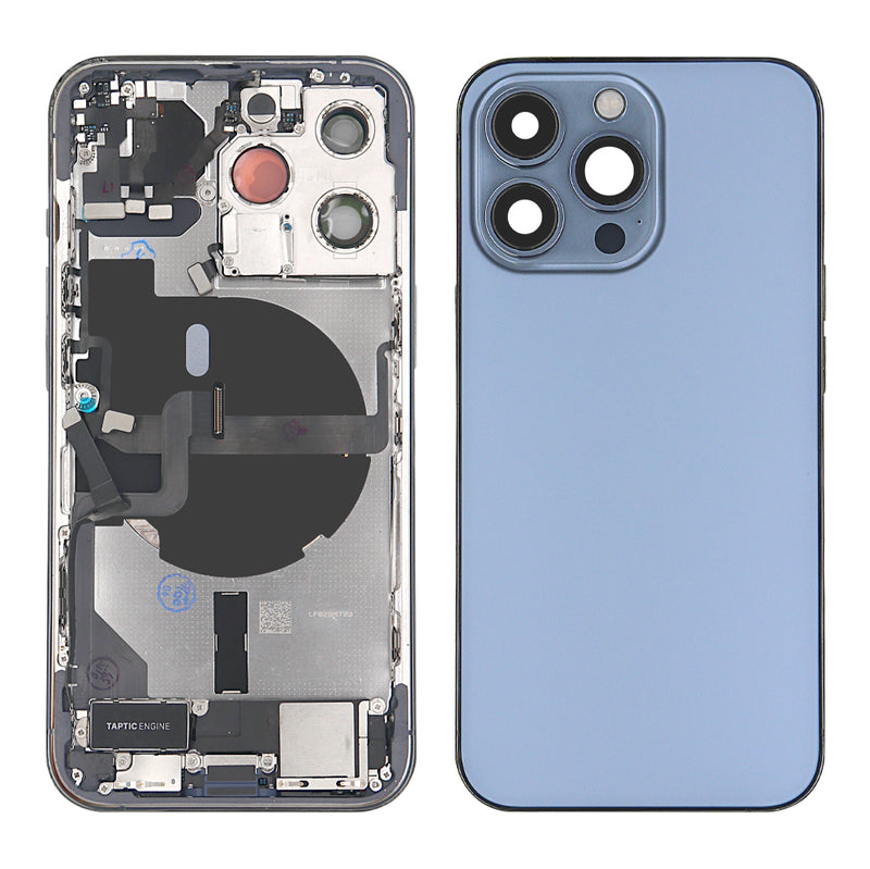 Pour iPhone 13 Pro Boîtier complet avec toutes les petites pièces sans batterie ni caméra arrière Sierra Blue