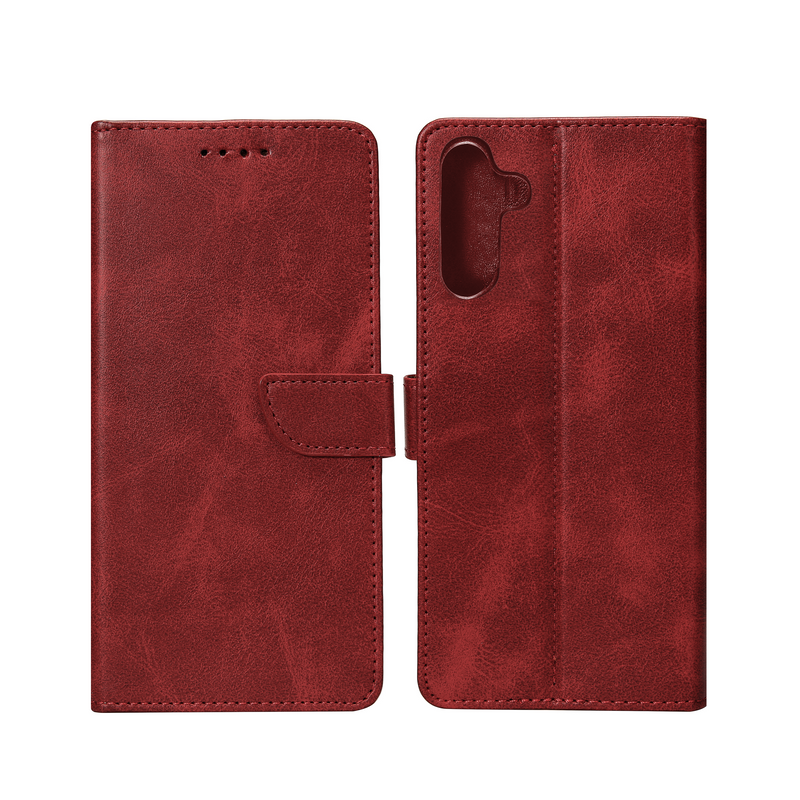 Rixus Bookcase For Samsung Galaxy S24 5G S921B Dark Red