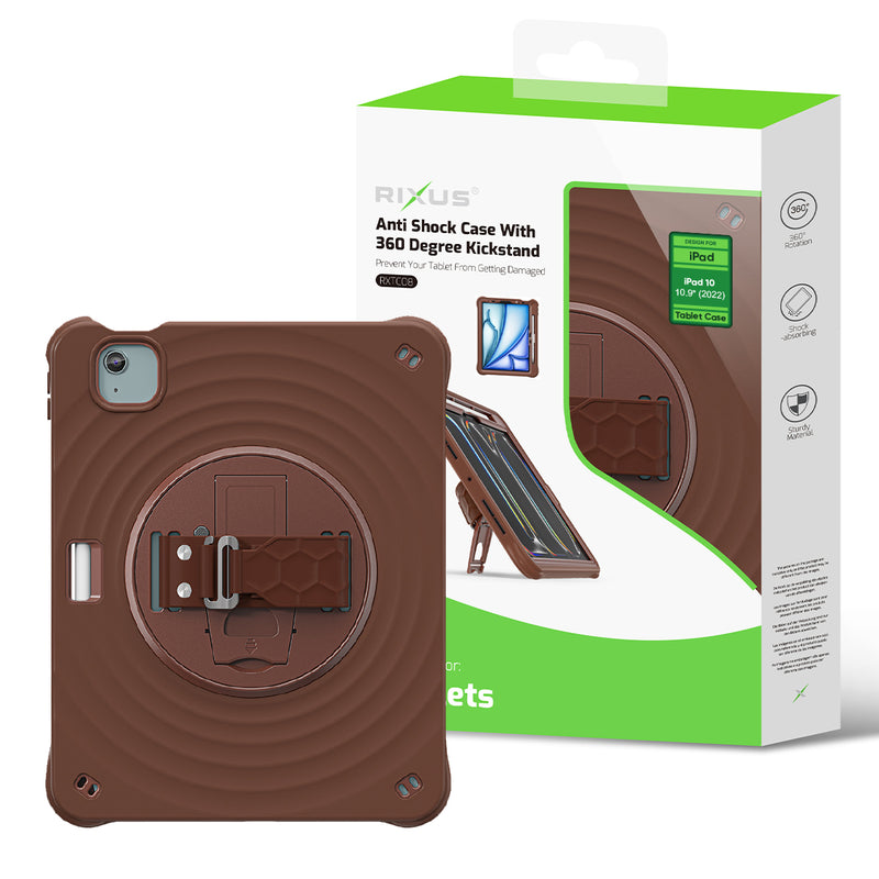 Rixus RXTC08 Anti Shock Case For iPad 10 10.9" (2022), iPad 11 (2025) Chocolate