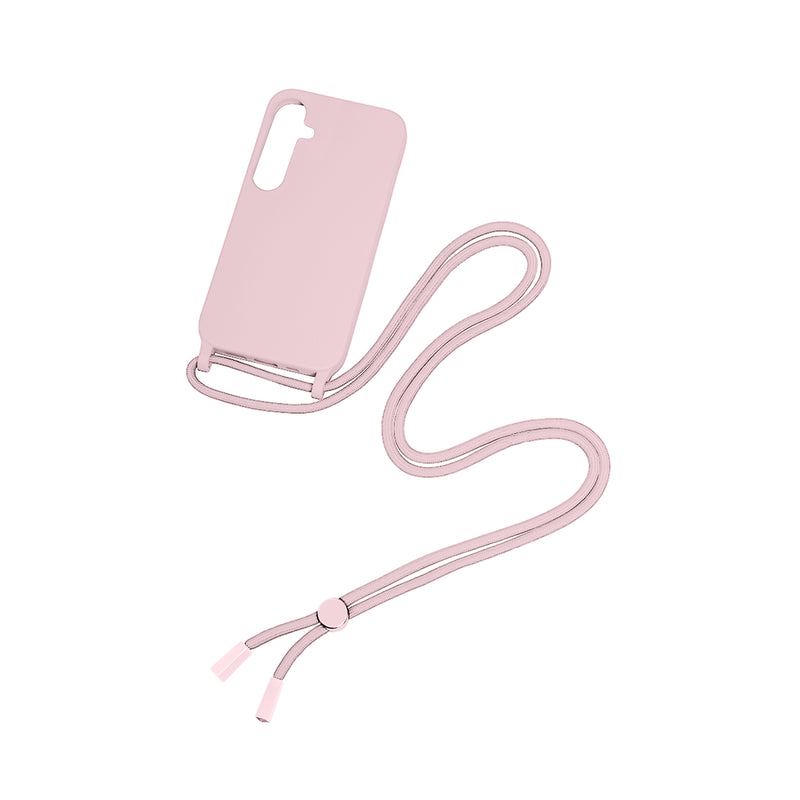 Rixus For Samsung Galaxy A25 5G A256B TPU Necklace Cord Cover Pink