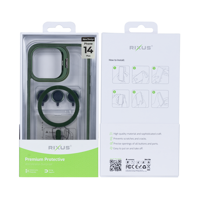 Rixus Classic 03 Case With MagSafe For iPhone 14 Plus Dark Green