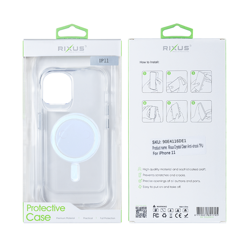 Rixus Pour iPhone 11 Crystal Clear Anti-shock TPU Avec MagSafe