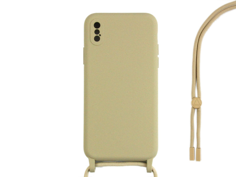 Rixus For iPhone X, XS TPU Necklace Cord Cover Gold