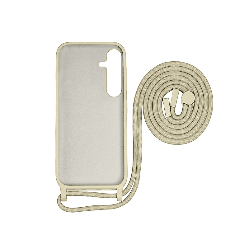 Rixus For Samsung Galaxy S24 Plus 5G S926B TPU Necklace Cord Cover Gold