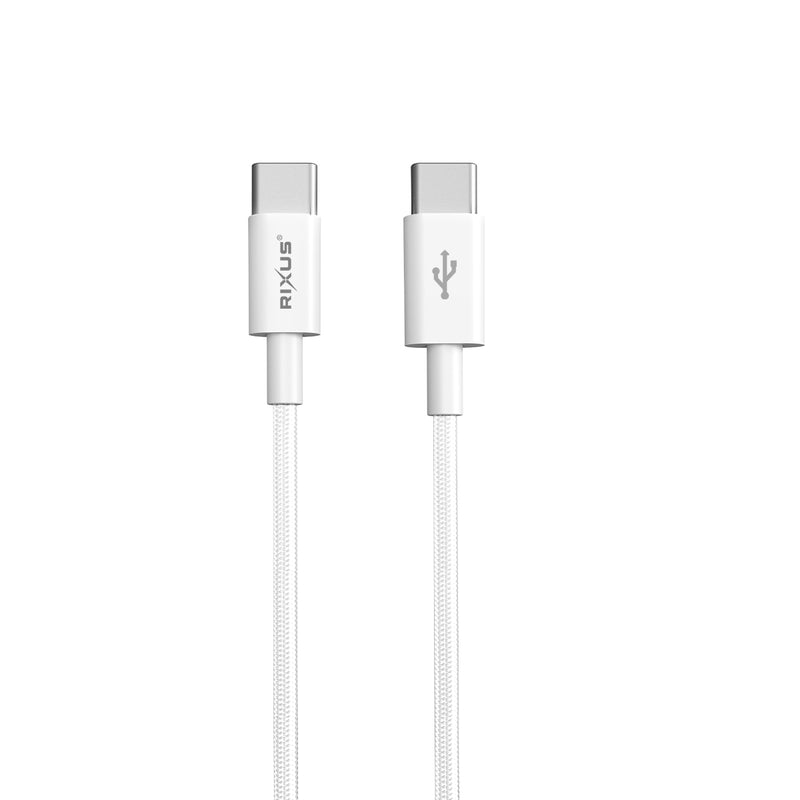 Rixus RXUC15C USB-C to USB-C Nylon Braided Cable 100CM White