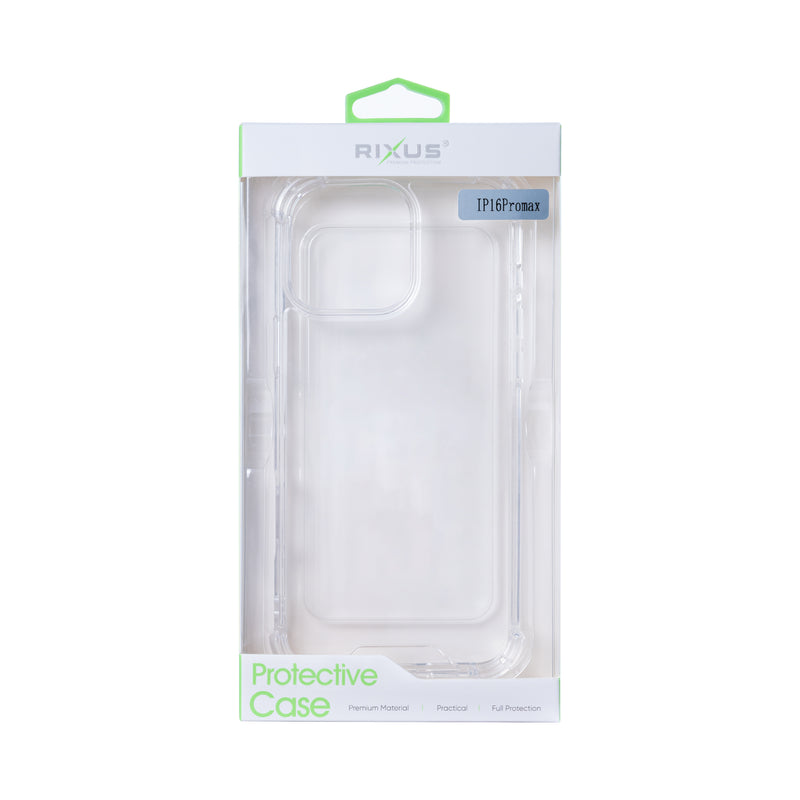 Rixus For iPhone 16 Pro Max Anti-Burst Case Transparent