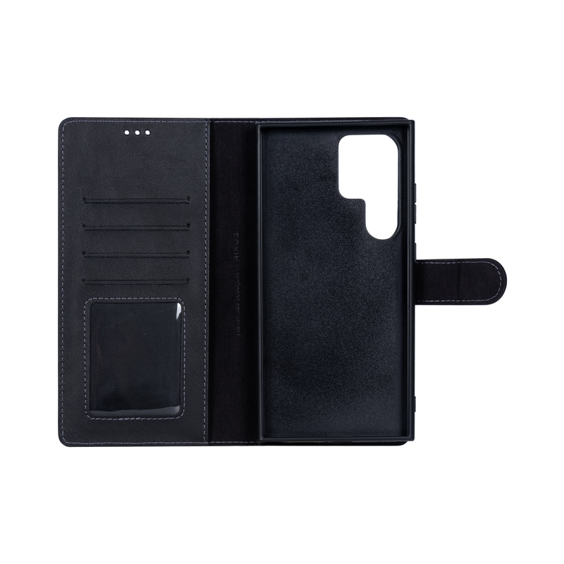 Rixus For Samsung Galaxy S23 Ultra Duo Magnetic Detachable Wallet Black