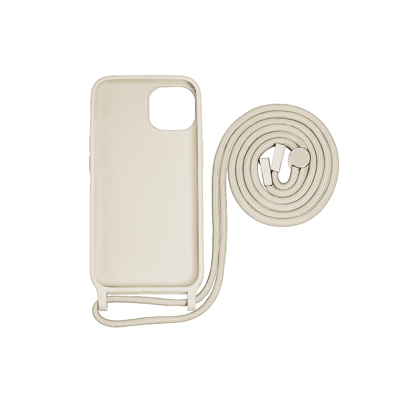 Rixus For iPhone 15 Pro TPU Necklace Cord Cover Gold