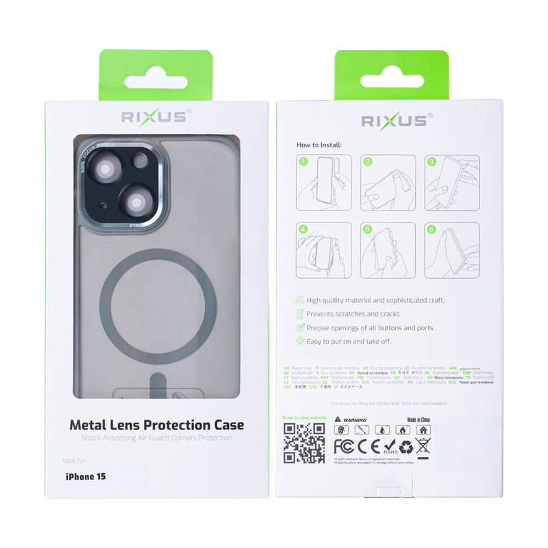 Rixus Classic 04 Case With MagSafe For iPhone 15 Grey