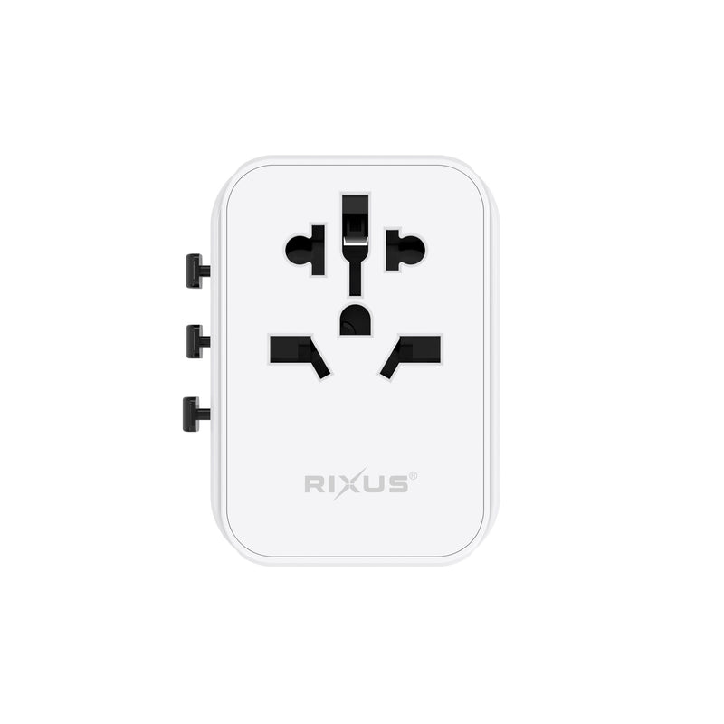 Rixus Adaptador Mundial Con 3 Puertos USB Y 1 PD Blanco