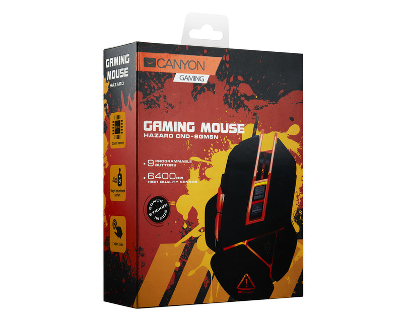 Canyon Souris de jeu GM-6 Hazard LED 9 boutons Noir Orange