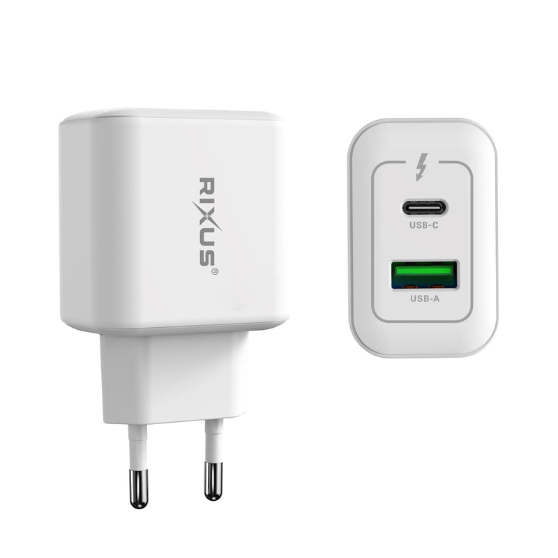 Rixus RXHC15 15W USB-C, USB-A Power Adapter White