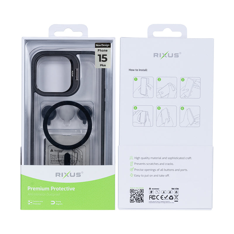 Rixus Classic 03 Case With MagSafe For iPhone 15 Plus Black