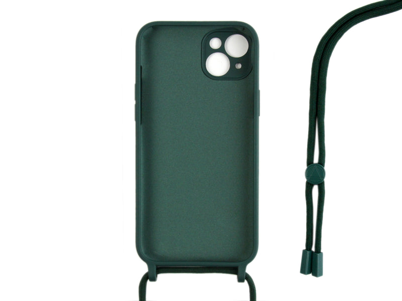 Rixus Para iPhone 15 Plus TPU Collar Cord Funda Verde Oscuro