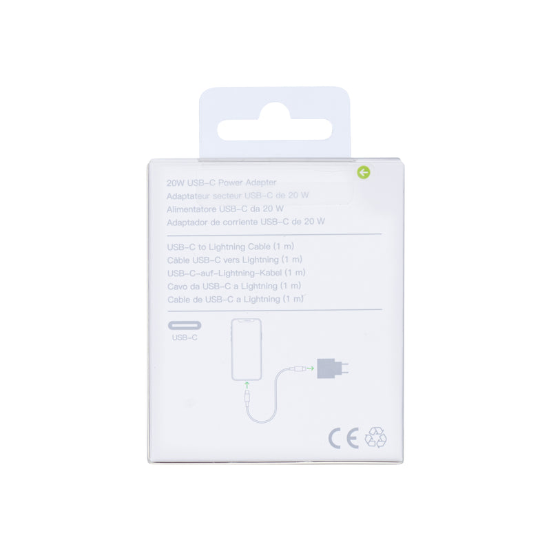 Para Apple Cargador USB-C 20W con cable Lightning 1m Caja al por menor