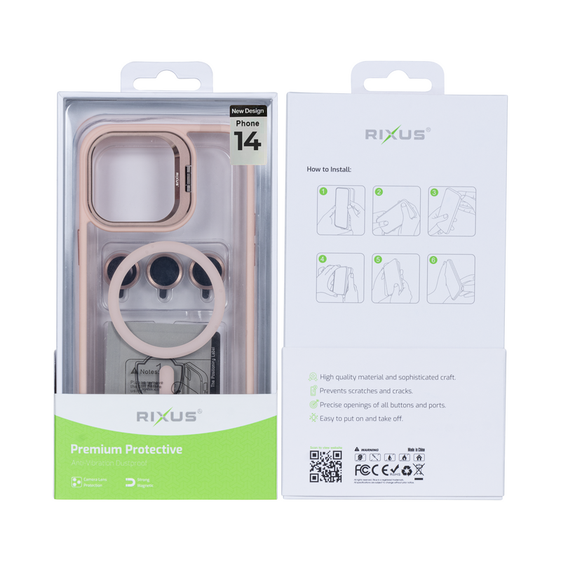 Rixus Classic 03 Case With MagSafe For iPhone 14 Light Pink