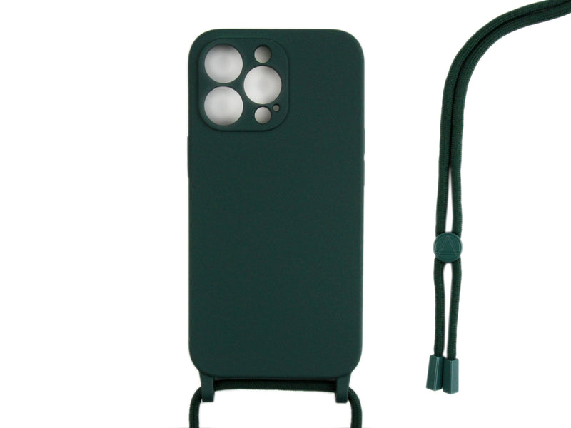 Rixus Para iPhone 13 Pro TPU Collar Cord Cover Verde Oscuro