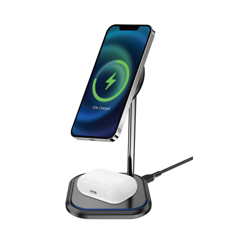 Rixus RXWC55 Wireless Magnetic Charging Stand 15W Noir