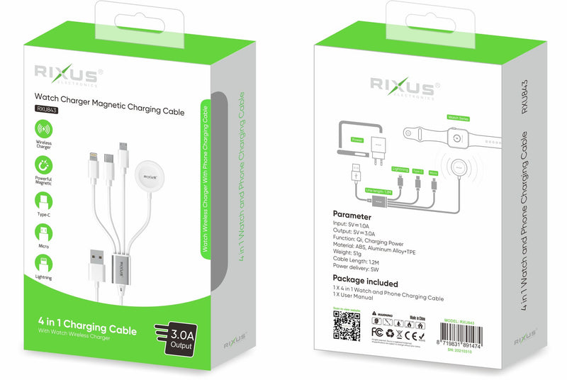 Rixus RXU843 4-1 Charging Cable 120CM