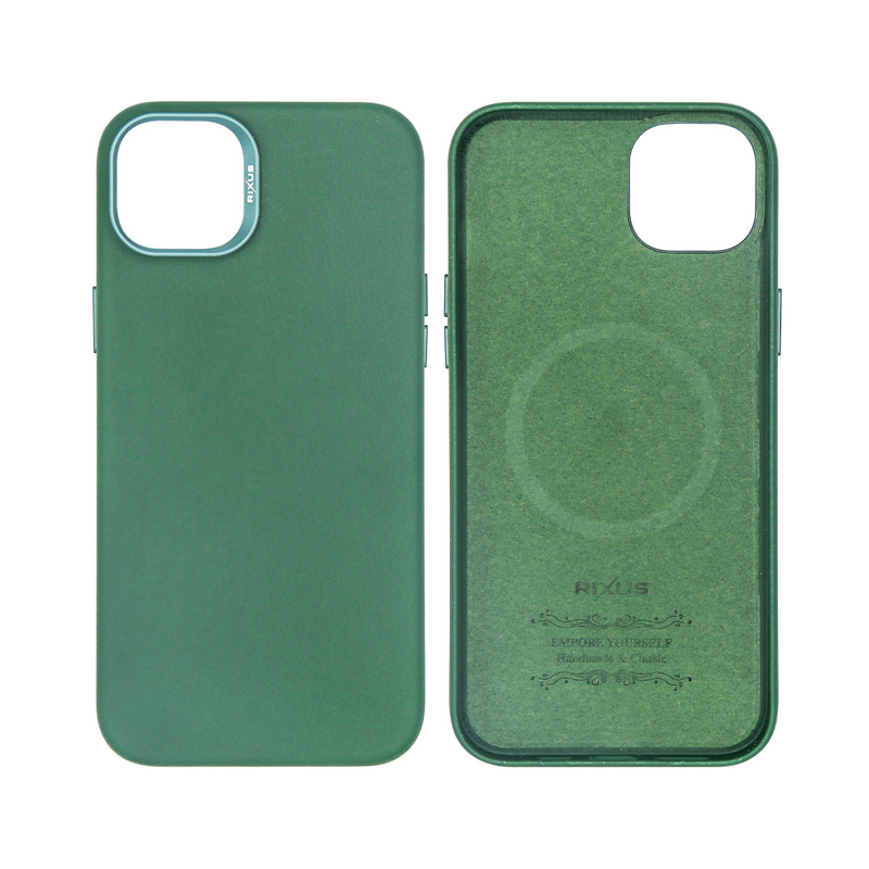 Rixus For iPhone 15 Pro Classic 02 Case With MagSafe Green