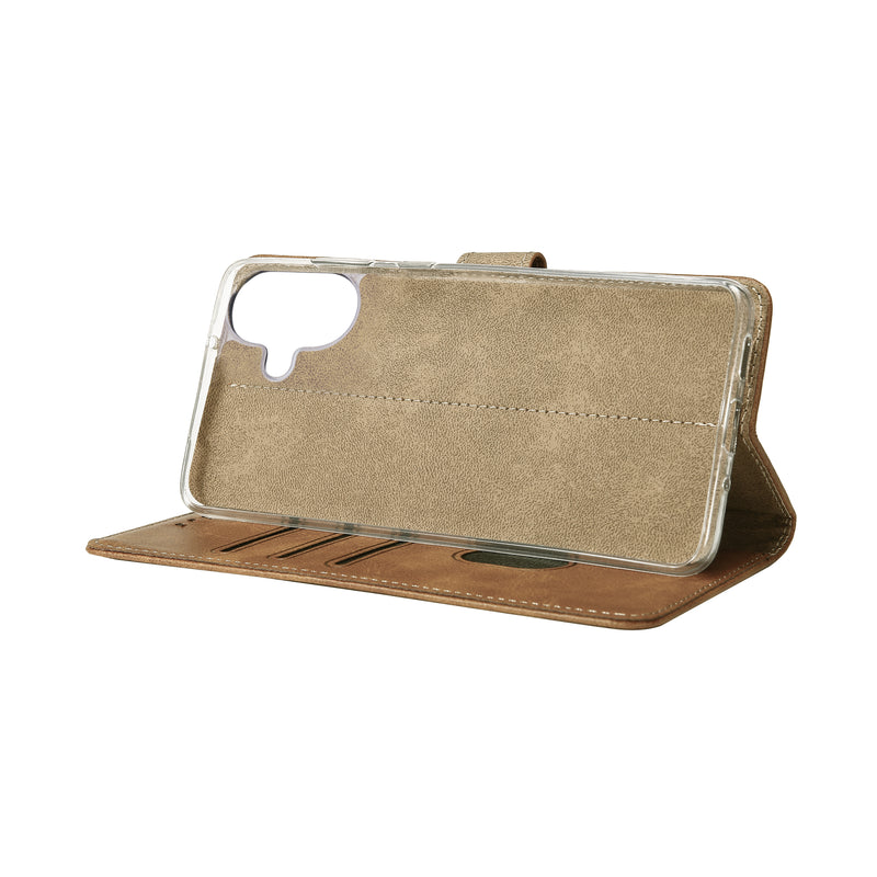 Rixus Bookcase For iPhone 16 Plus Light Brown