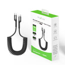 Rixus RXUC17C Retractable Spring Cable Type-C to Type-C 100CM Black