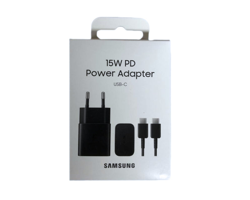 Samsung cargador rápido USB-C 15W con cable 1m negro caja original de venta al público