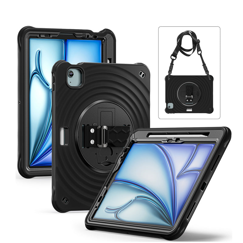 Rixus RXTC08 Anti Shock Case For iPad Air 11" (2024, 2025), Air 4 10.9" (2020), Air 5 10.9" (2022), Pro 11" (2018, 2020, 2021, 2022) Black